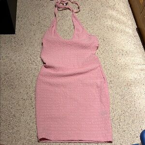 Elegant Pink Halter Dress